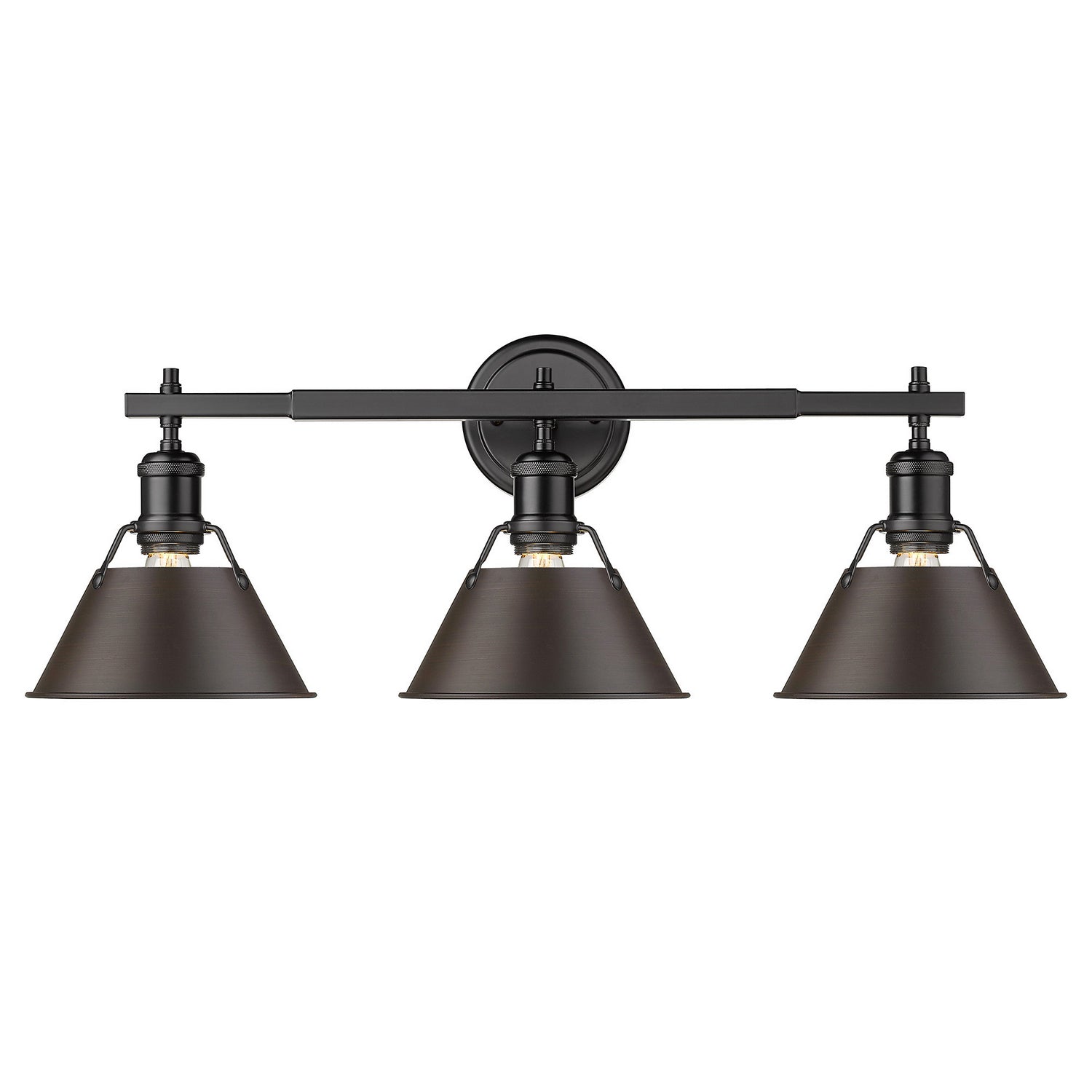 Golden - 3306-BA3 BLK-RBZ - Three Light Bath Vanity - Orwell BLK - Matte Black