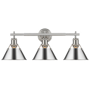 Golden - 3306-BA3 PW-CH - Three Light Bath Vanity - Orwell PW - Pewter