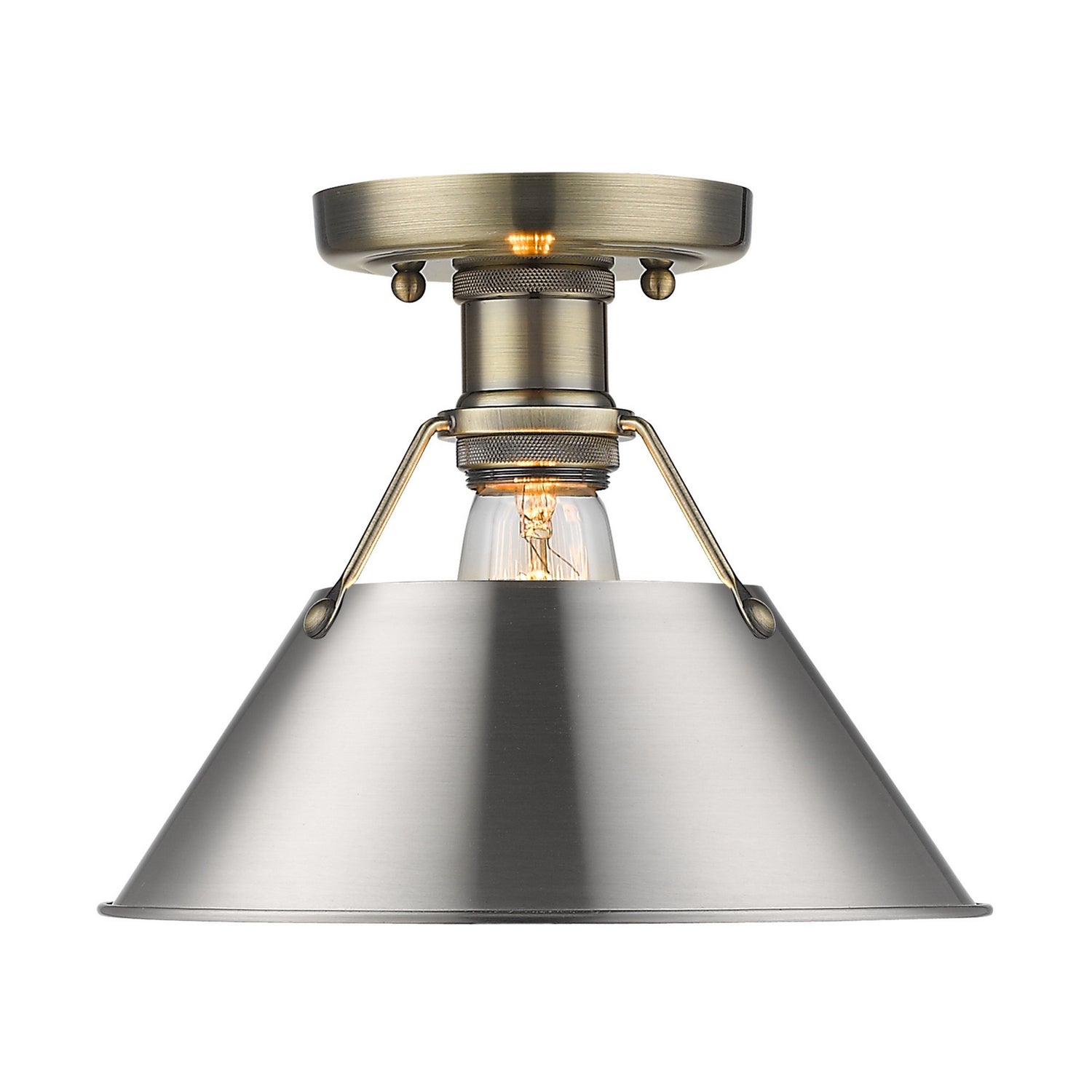 Golden - 3306-FM AB-PW - One Light Flush Mount - Orwell AB - Aged Brass