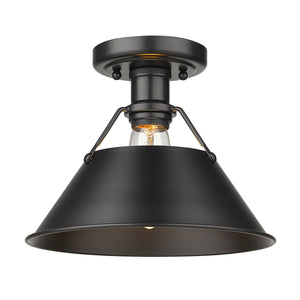 Golden - 3306-FM BLK-BLK - One Light Flush Mount - Orwell BLK - Matte Black