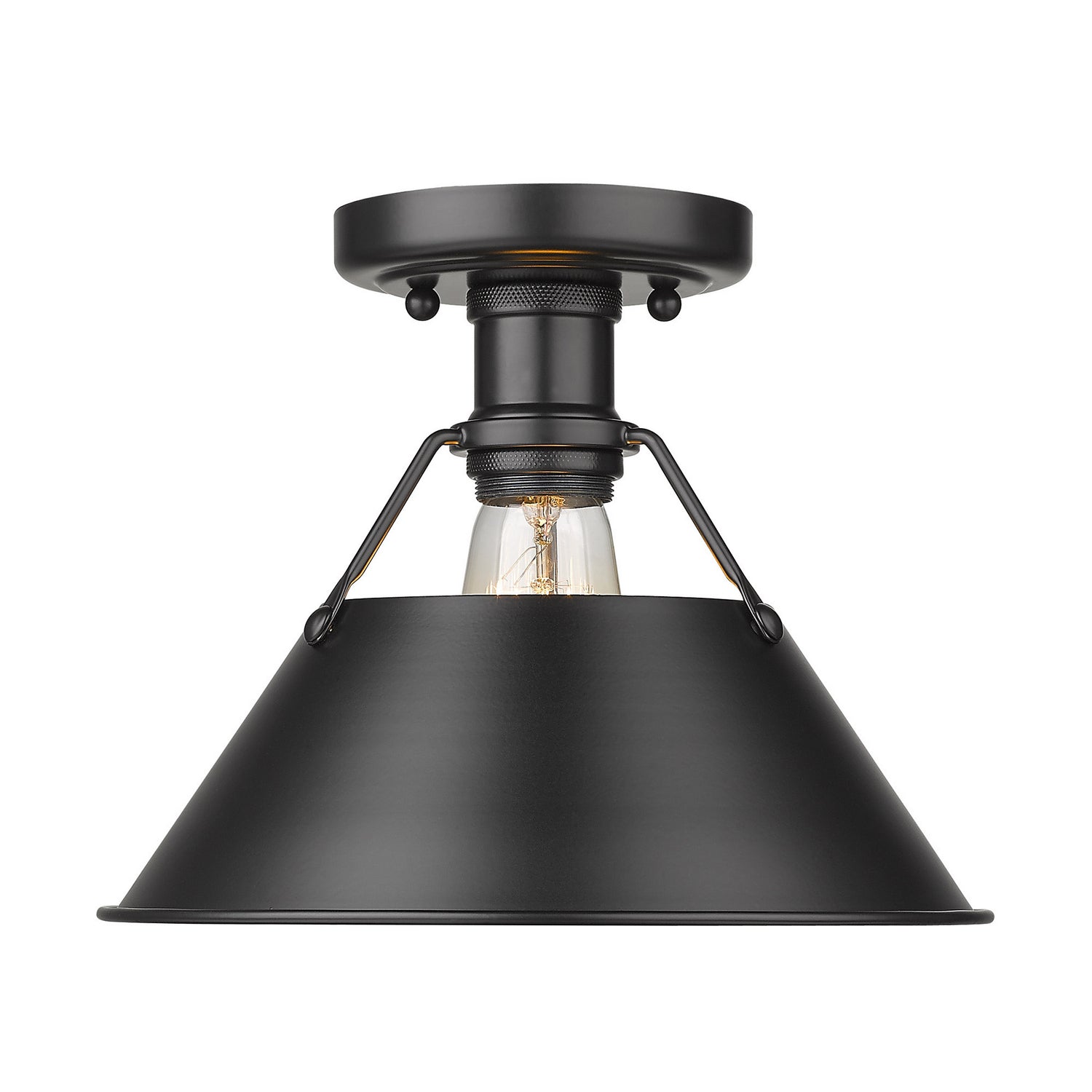 Golden - 3306-FM BLK-BLK - One Light Flush Mount - Orwell BLK - Matte Black