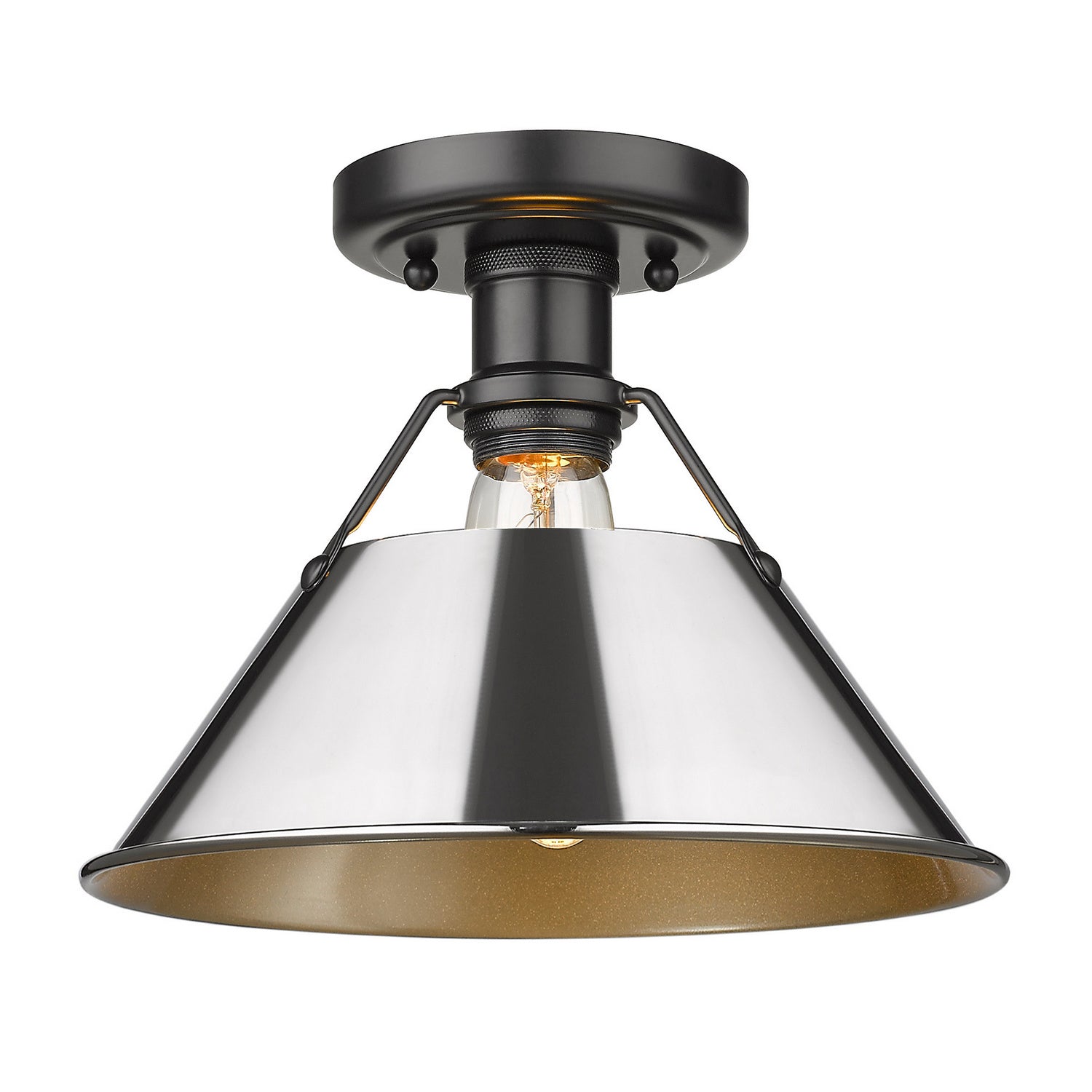 Golden - 3306-FM BLK-CH - One Light Flush Mount - Orwell BLK - Matte Black