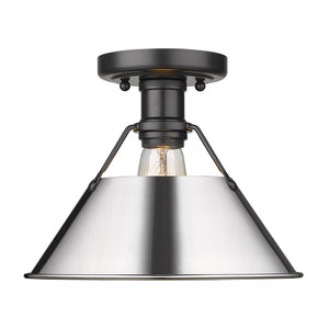 Golden - 3306-FM BLK-CH - One Light Flush Mount - Orwell BLK - Matte Black