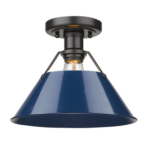 Golden - 3306-FM BLK-NVY - One Light Flush Mount - Orwell BLK - Matte Black