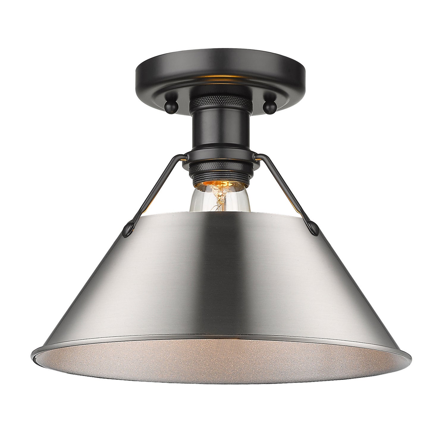 Golden - 3306-FM BLK-PW - One Light Flush Mount - Orwell BLK - Matte Black