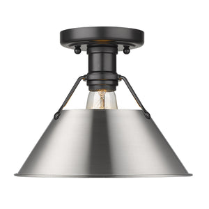 Golden - 3306-FM BLK-PW - One Light Flush Mount - Orwell BLK - Matte Black