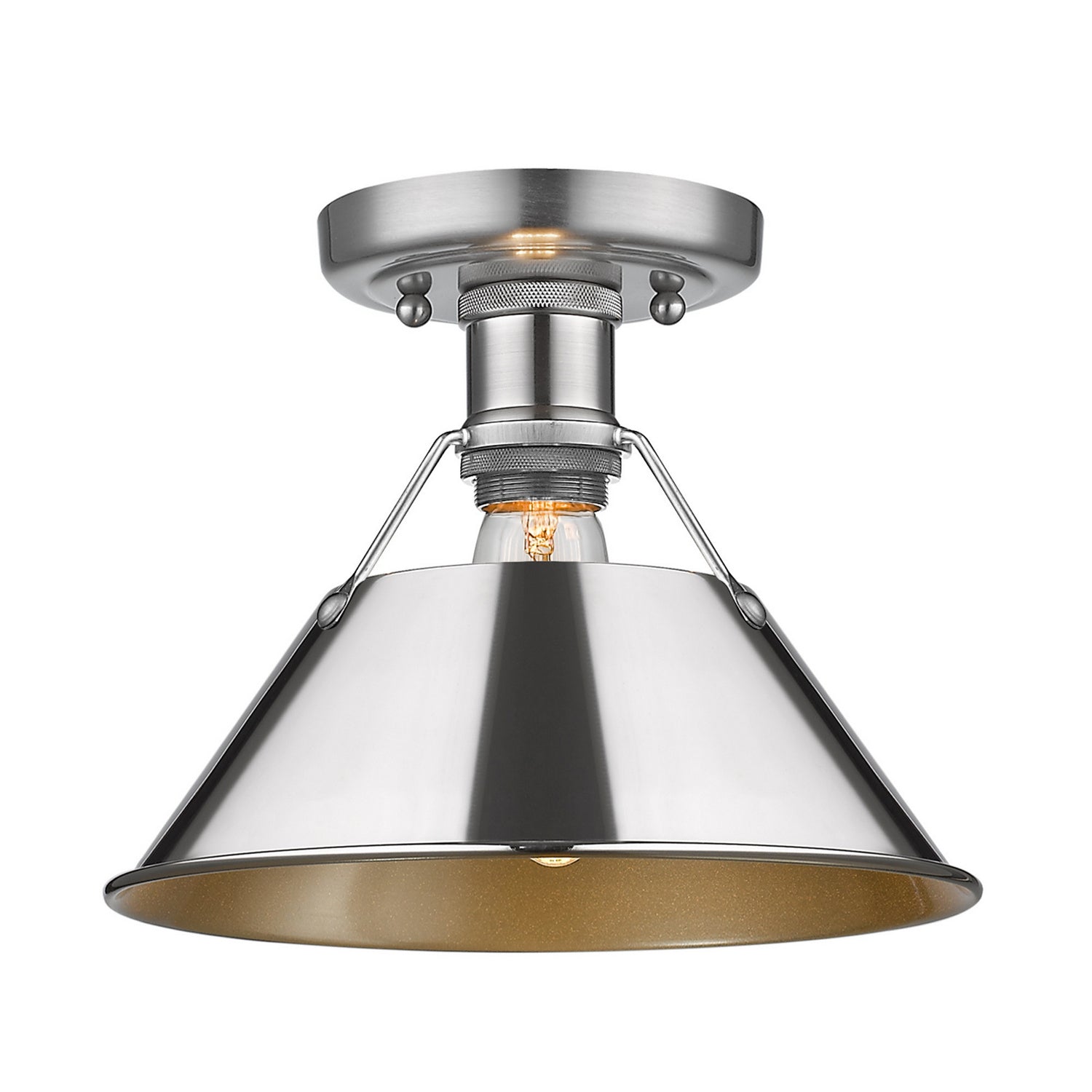 Golden - 3306-FM PW-CH - One Light Flush Mount - Orwell PW - Pewter