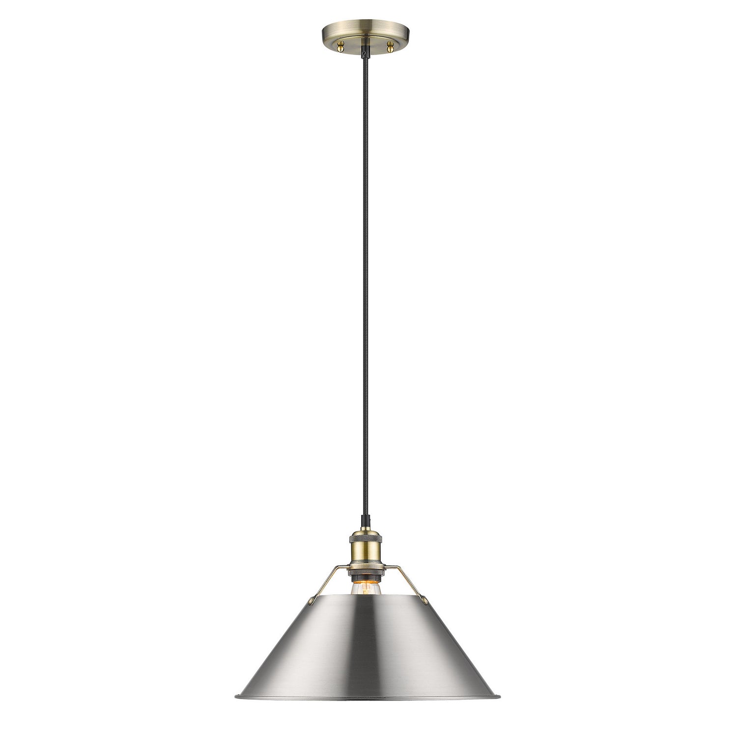 Golden - 3306-L AB-PW - One Light Pendant - Orwell AB - Aged Brass