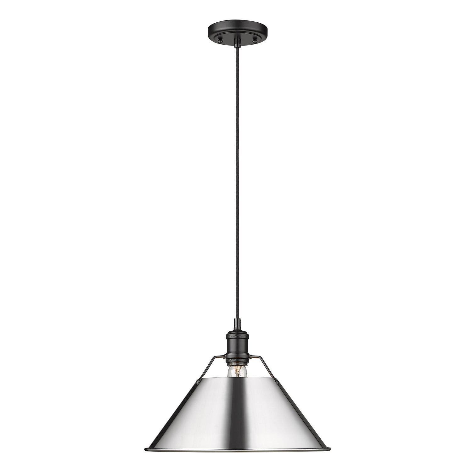 Golden - 3306-L BLK-CH - One Light Pendant - Orwell BLK - Matte Black