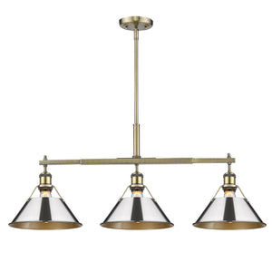 Golden - 3306-LP AB-CH - Three Light Linear Pendant - Orwell AB - Aged Brass