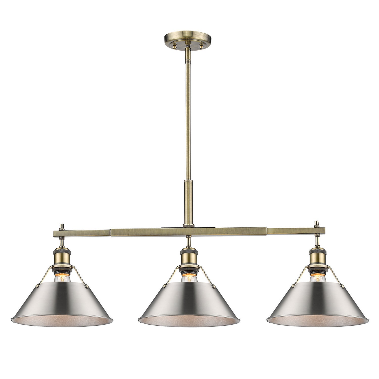 Golden - 3306-LP AB-PW - Three Light Linear Pendant - Orwell AB - Aged Brass