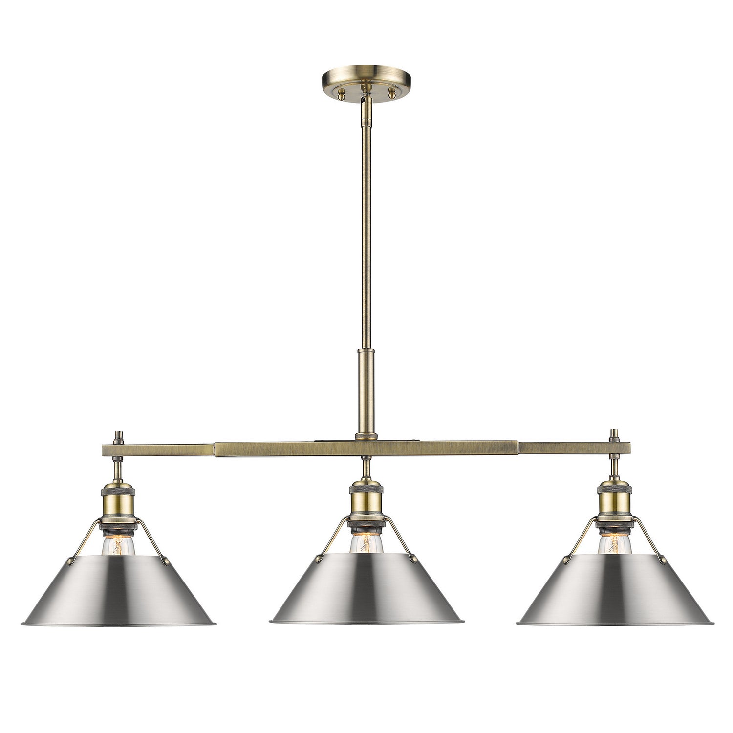 Golden - 3306-LP AB-PW - Three Light Linear Pendant - Orwell AB - Aged Brass