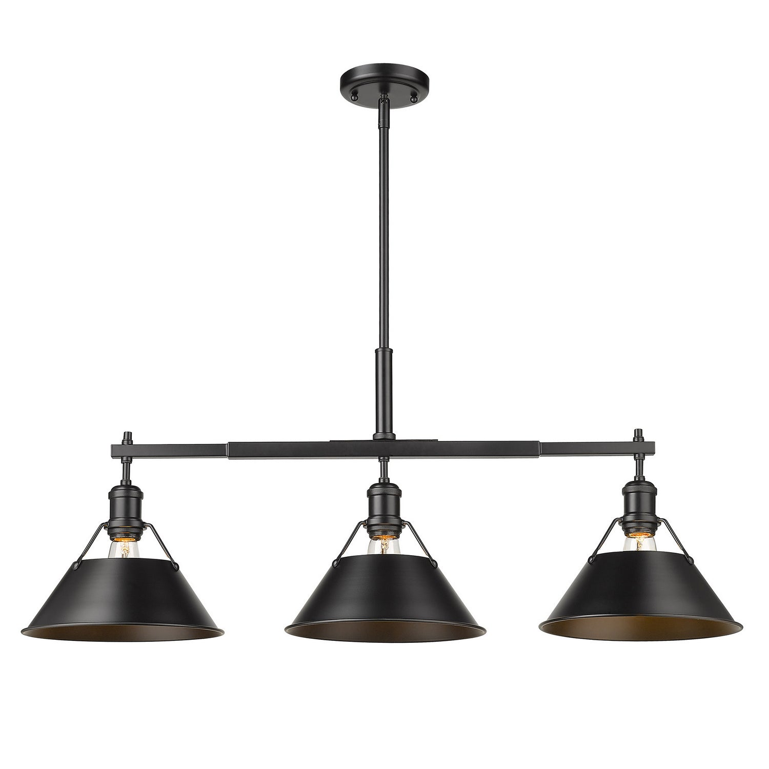 Golden - 3306-LP BLK-BLK - Three Light Linear Pendant - Orwell BLK - Matte Black