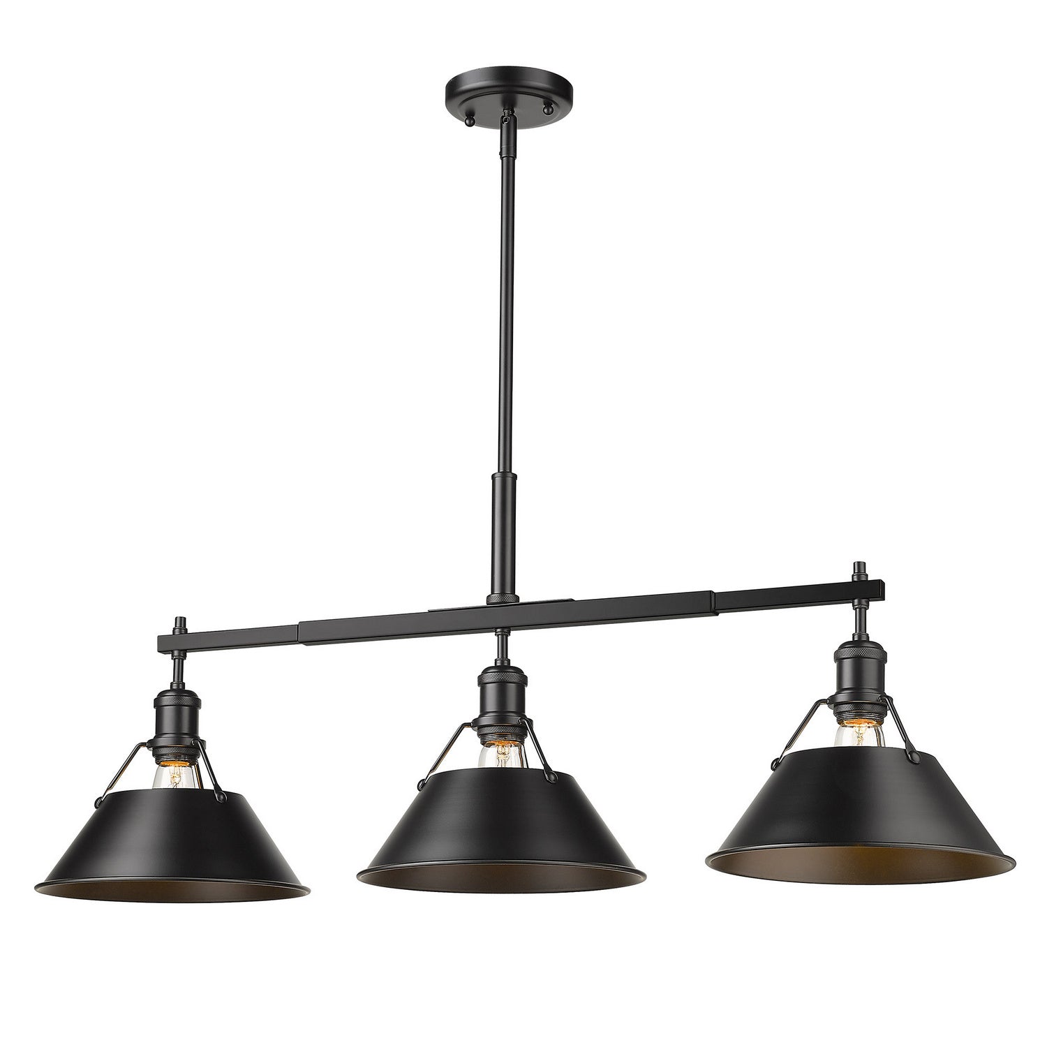 Golden - 3306-LP BLK-BLK - Three Light Linear Pendant - Orwell BLK - Matte Black