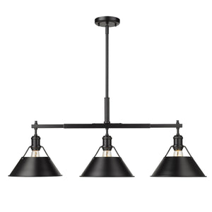 Golden - 3306-LP BLK-BLK - Three Light Linear Pendant - Orwell BLK - Matte Black