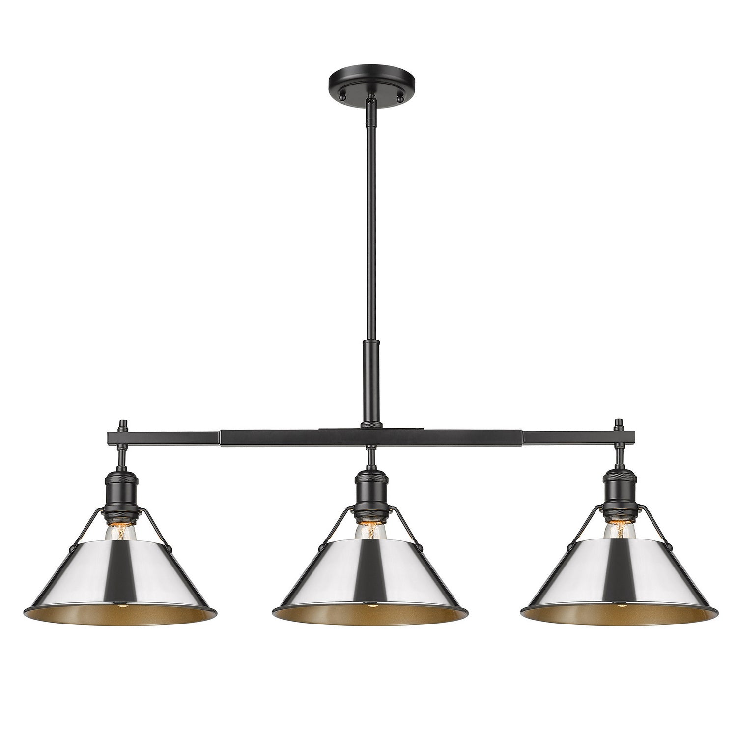 Golden - 3306-LP BLK-CH - Three Light Linear Pendant - Orwell BLK - Matte Black