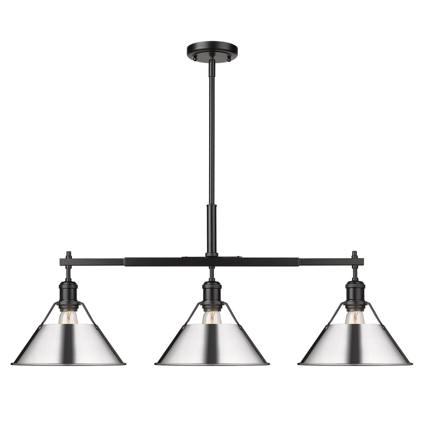 Golden - 3306-LP BLK-CH - Three Light Linear Pendant - Orwell BLK - Matte Black