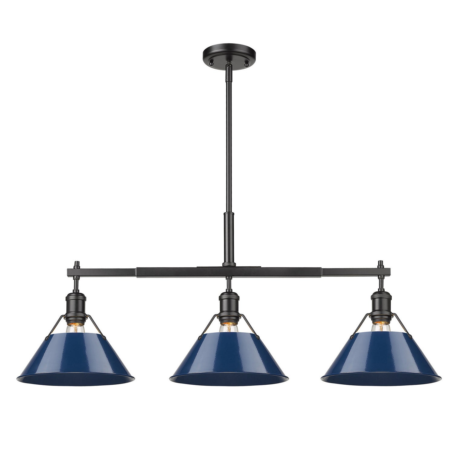 Golden - 3306-LP BLK-NVY - Three Light Linear Pendant - Orwell BLK - Matte Black