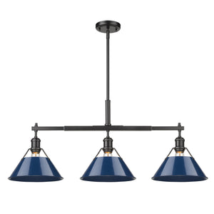 Golden - 3306-LP BLK-NVY - Three Light Linear Pendant - Orwell BLK - Matte Black