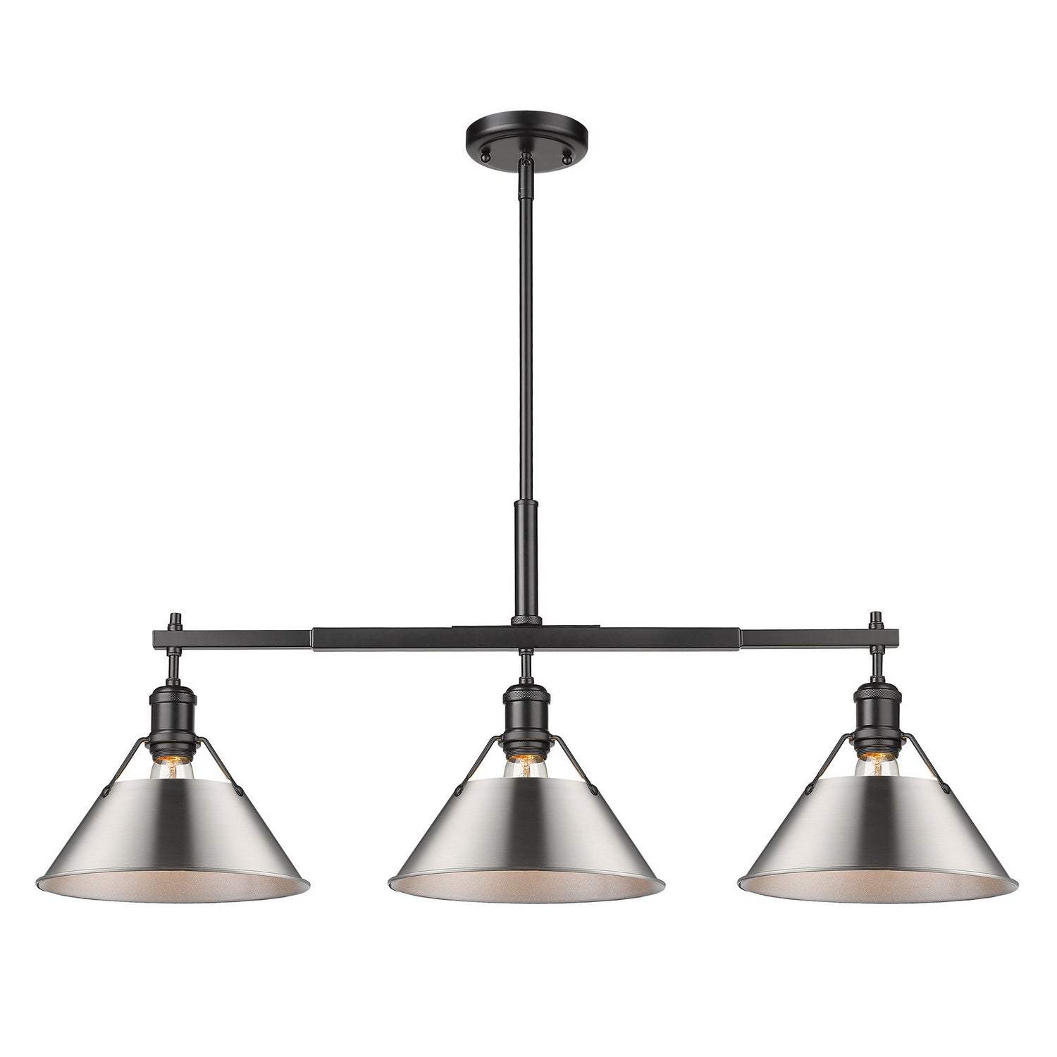 Golden - 3306-LP BLK-PW - Three Light Linear Pendant - Orwell BLK - Matte Black