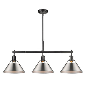 Golden - 3306-LP BLK-PW - Three Light Linear Pendant - Orwell BLK - Matte Black