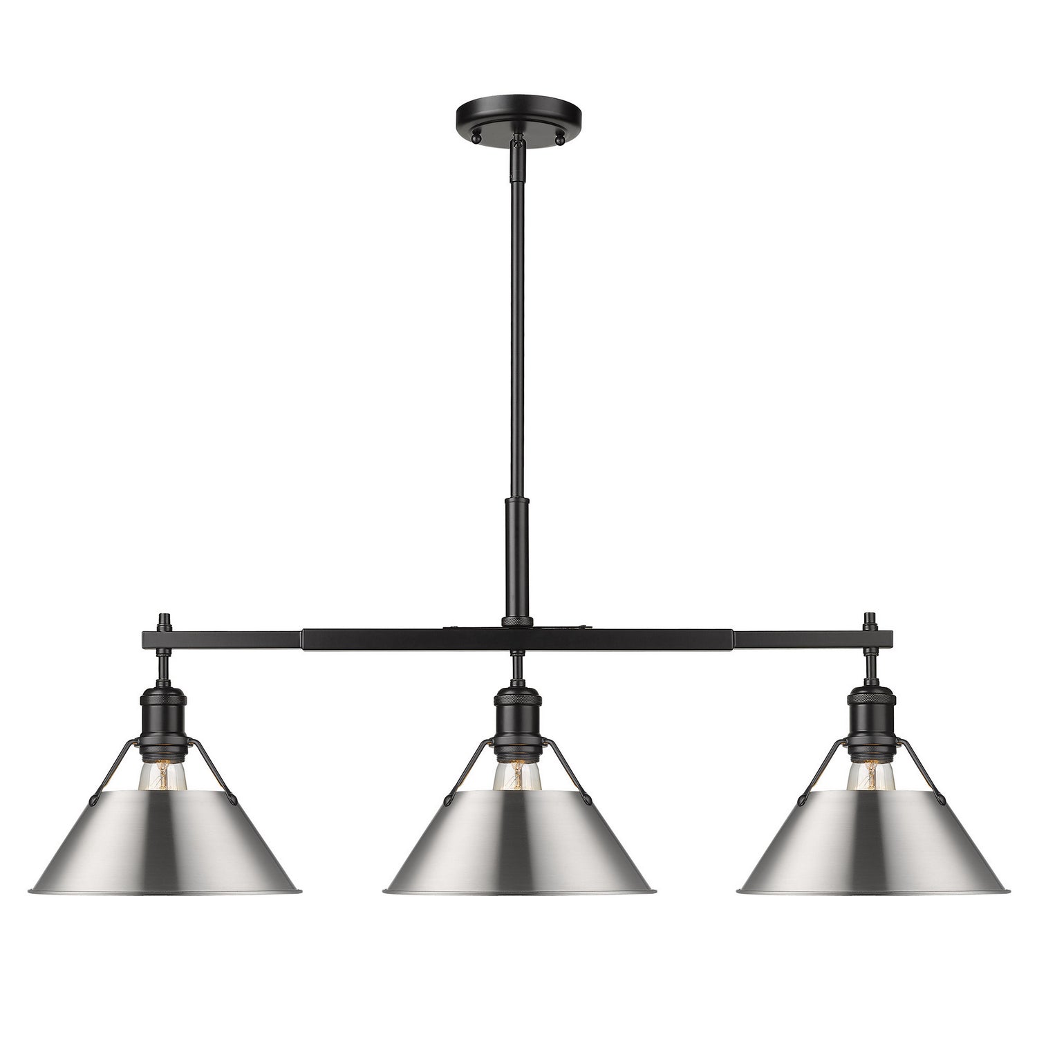 Golden - 3306-LP BLK-PW - Three Light Linear Pendant - Orwell BLK - Matte Black