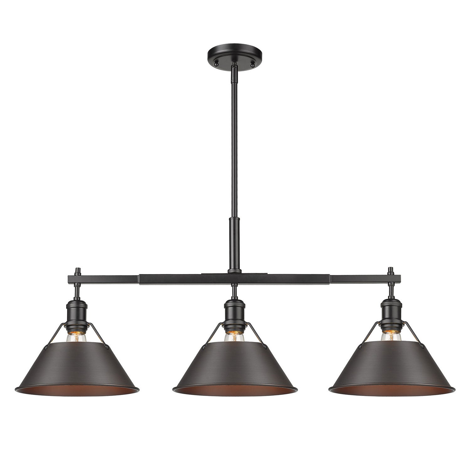 Golden - 3306-LP BLK-RBZ - Three Light Linear Pendant - Orwell BLK - Matte Black