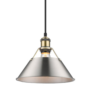 Golden - 3306-M AB-PW - One Light Pendant - Orwell AB - Aged Brass