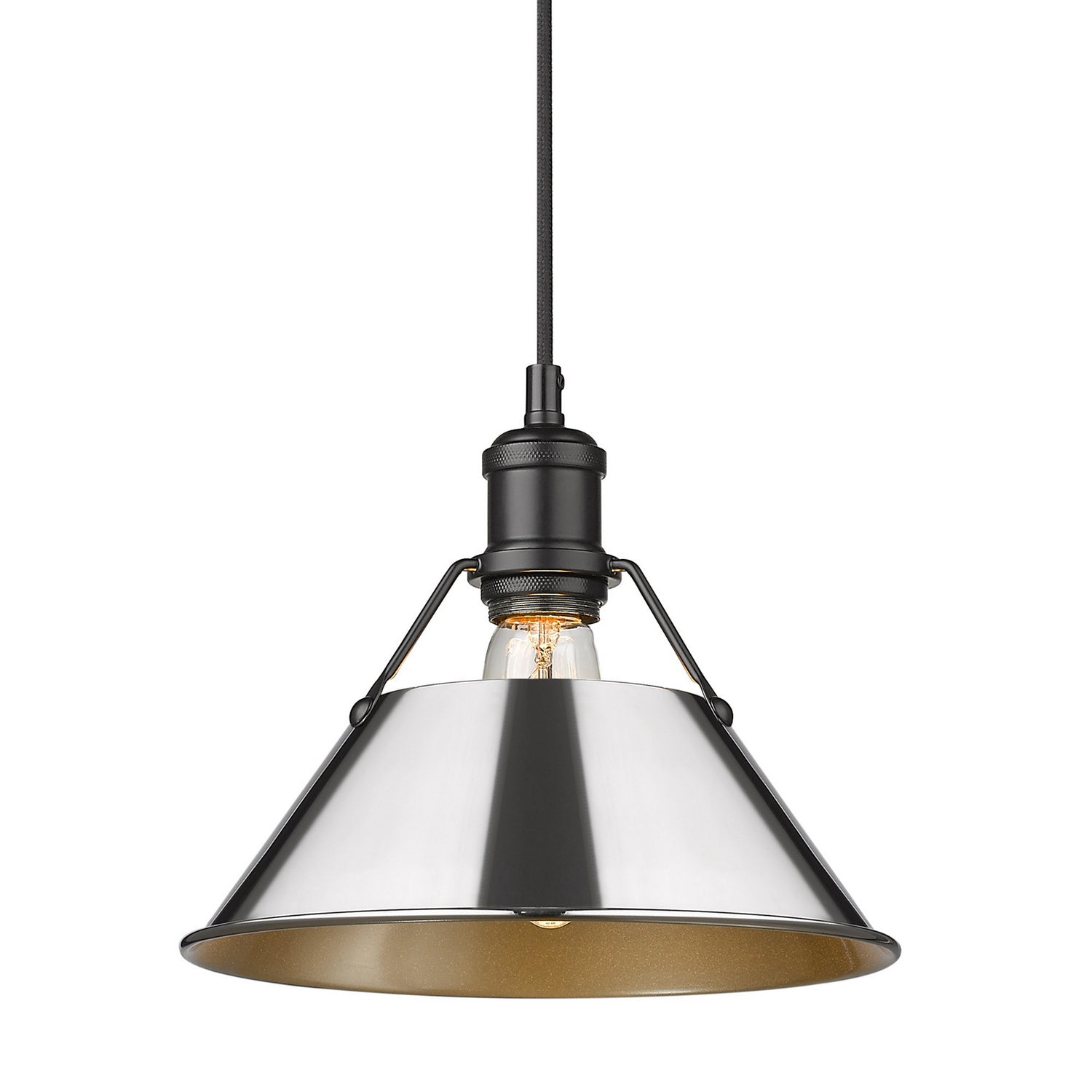 Golden - 3306-M BLK-CH - One Light Pendant - Orwell BLK - Matte Black