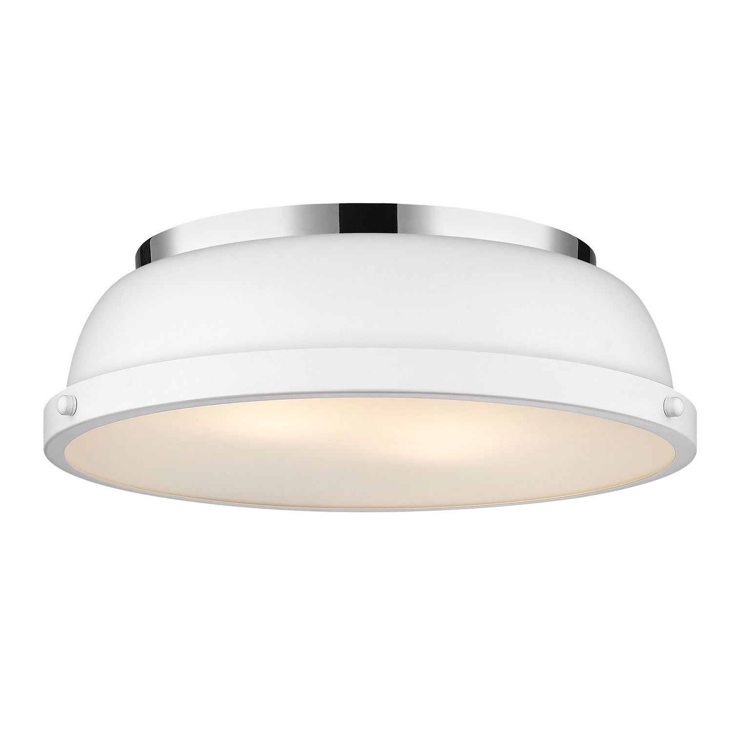 Golden - 3602-14 CH-WHT - Two Light Flush Mount - Duncan CH - Chrome