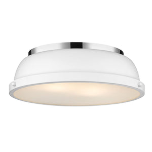 Golden - 3602-14 CH-WHT - Two Light Flush Mount - Duncan CH - Chrome