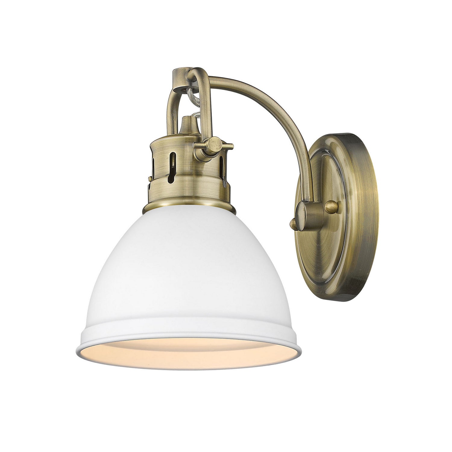 Golden - 3602-BA1 AB-WHT - One Light Bath Vanity - Duncan AB - Aged Brass