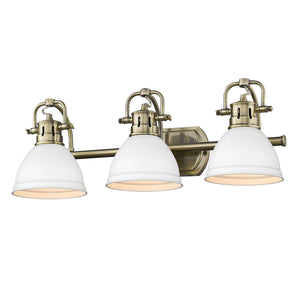 Golden - 3602-BA3 AB-WHT - Three Light Bath Vanity - Duncan AB - Aged Brass