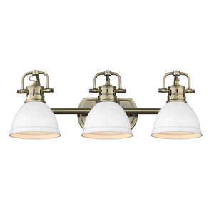 Golden - 3602-BA3 AB-WHT - Three Light Bath Vanity - Duncan AB - Aged Brass