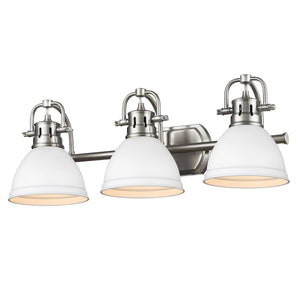 Golden - 3602-BA3 PW-WHT - Three Light Bath Vanity - Duncan PW - Pewter