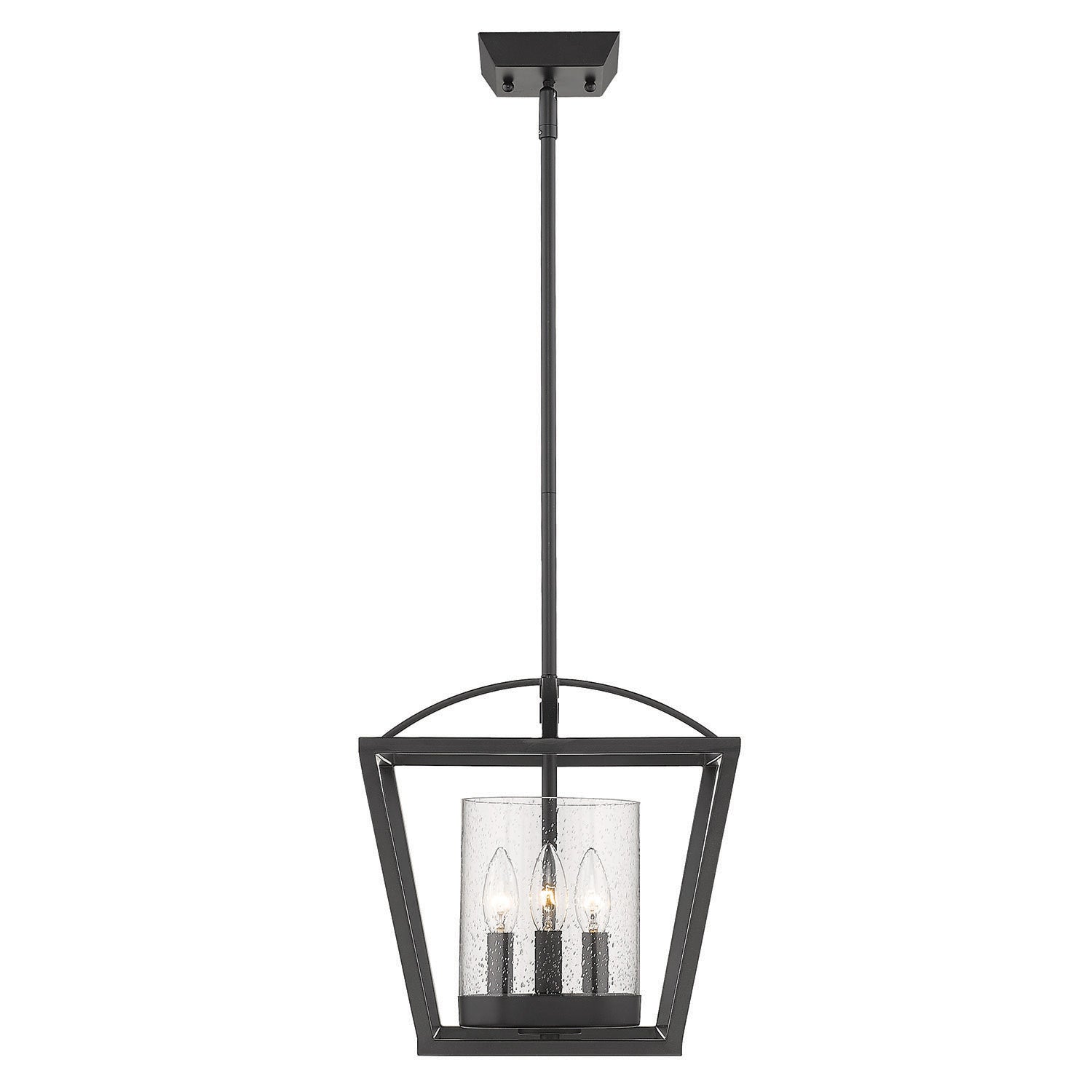 Golden - 4309-M3 BLK-BLK-SD - Three Light Mini Chandelier - Mercer - Matte Black