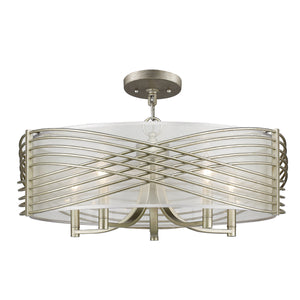 Golden - 5516-5SF WG-SHR - Five Light Semi-Flush Mount - Zara - White Gold