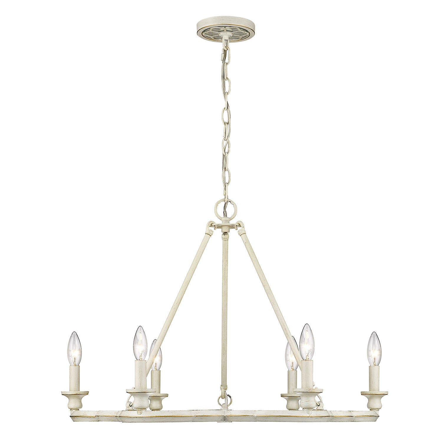 Golden - 5926-6 FW - Six Light Chandelier - Saxon FW - French White