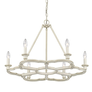 Golden - 5926-6 FW - Six Light Chandelier - Saxon FW - French White