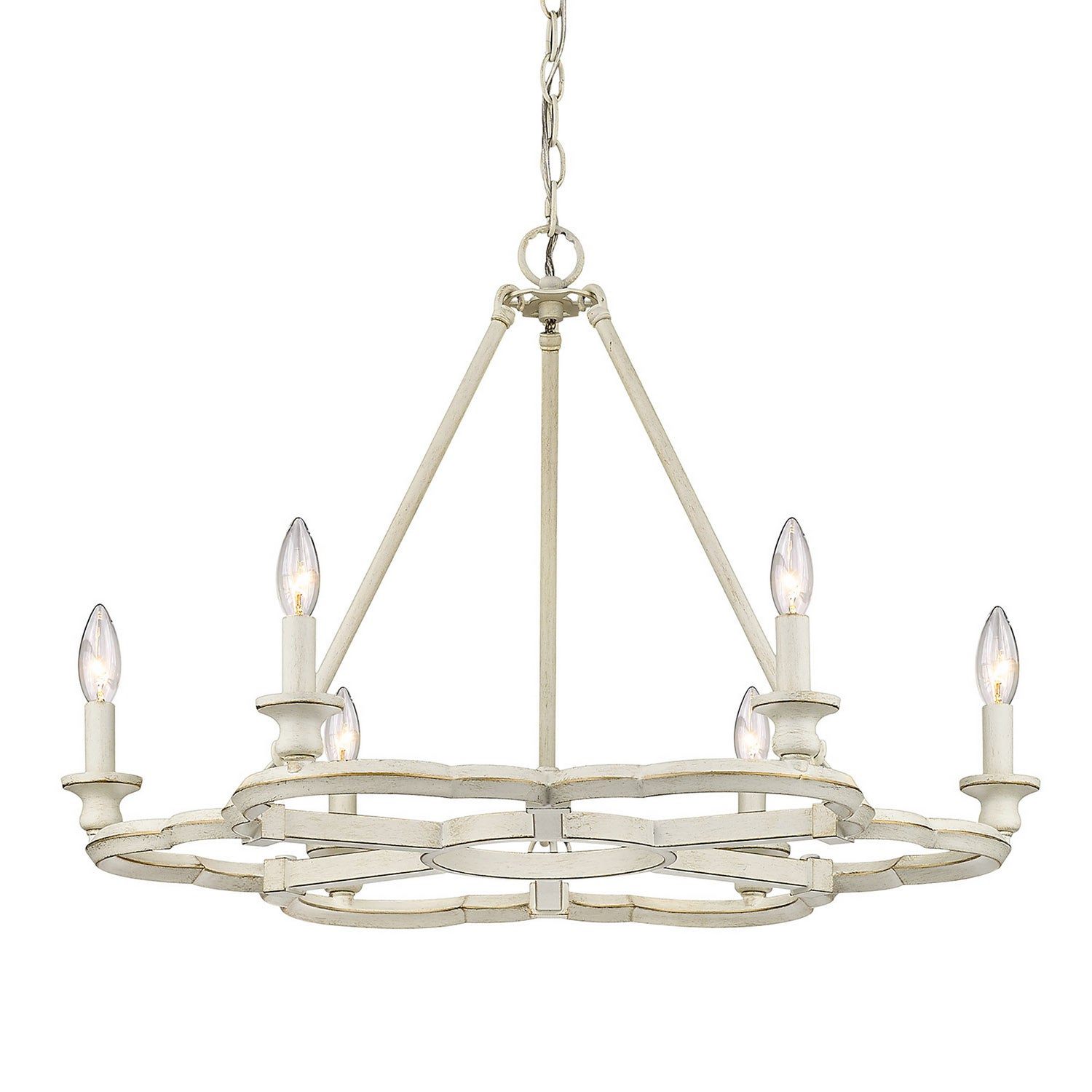 Golden - 5926-6 FW - Six Light Chandelier - Saxon FW - French White