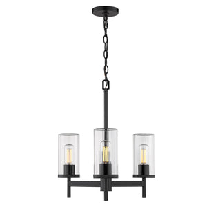 Golden - 7011-3 BLK-CLR - Three Light Chandelier - Winslett BLK - Matte Black