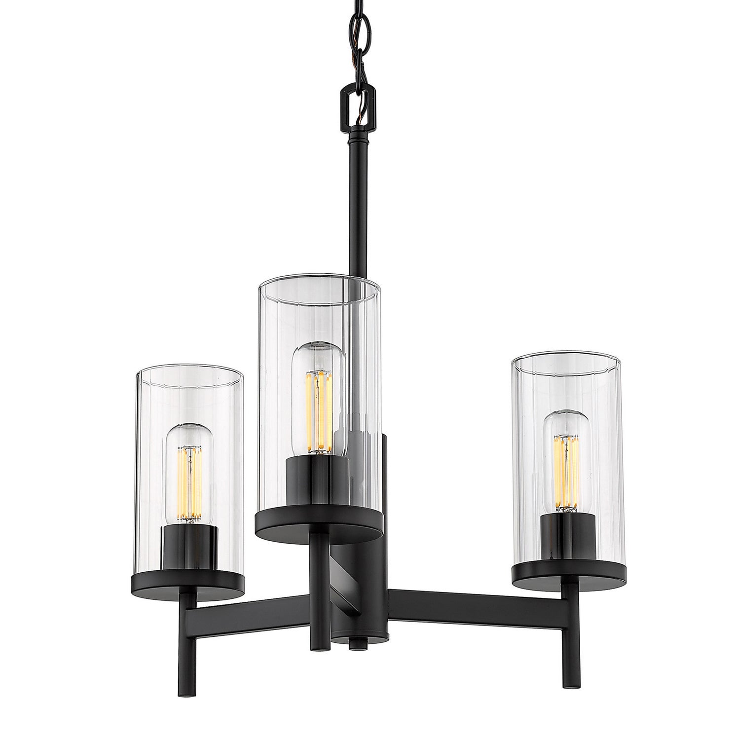 Golden - 7011-3 BLK-CLR - Three Light Chandelier - Winslett BLK - Matte Black