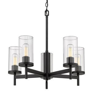 Golden - 7011-5 BLK-CLR - Five Light Chandelier - Winslett BLK - Matte Black