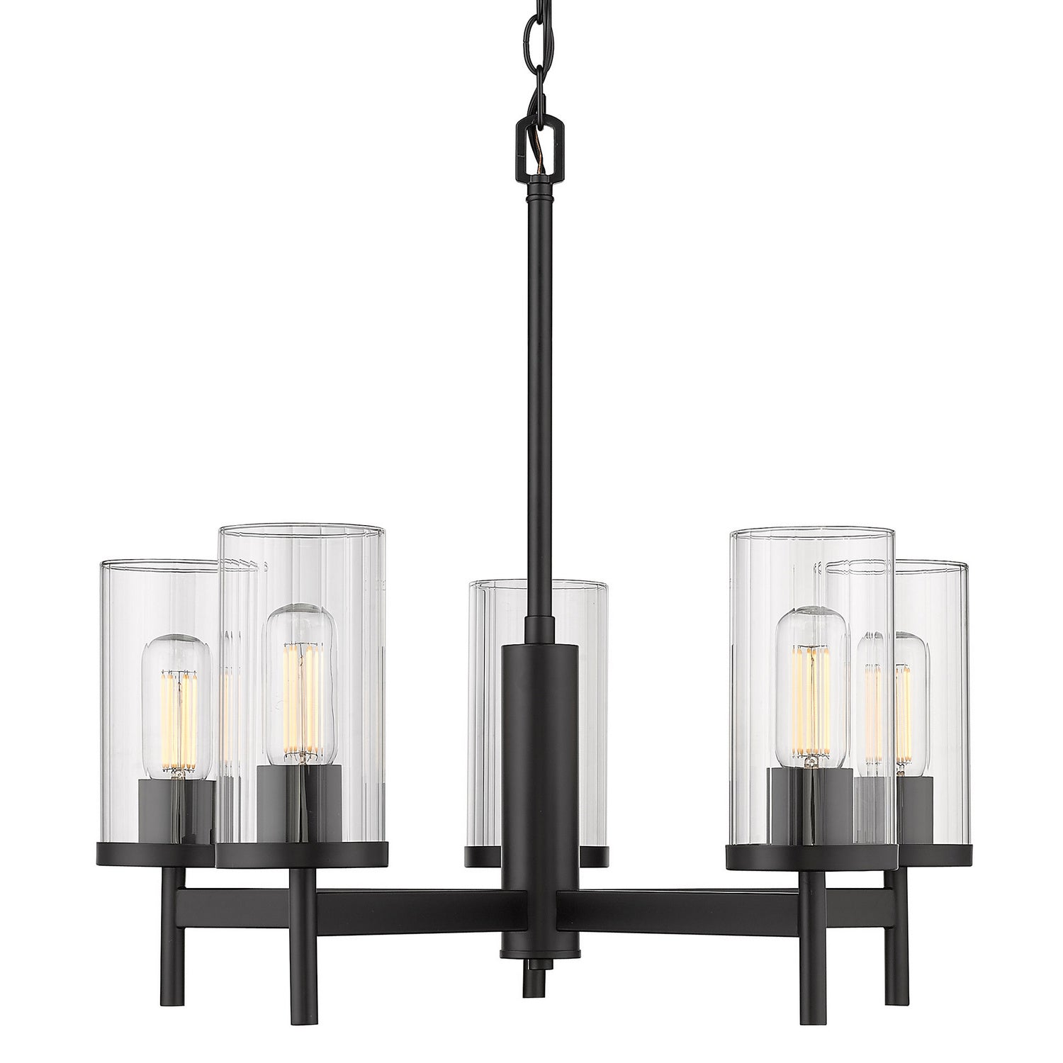 Golden - 7011-5 BLK-CLR - Five Light Chandelier - Winslett BLK - Matte Black