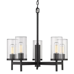 Golden - 7011-5 BLK-CLR - Five Light Chandelier - Winslett BLK - Matte Black