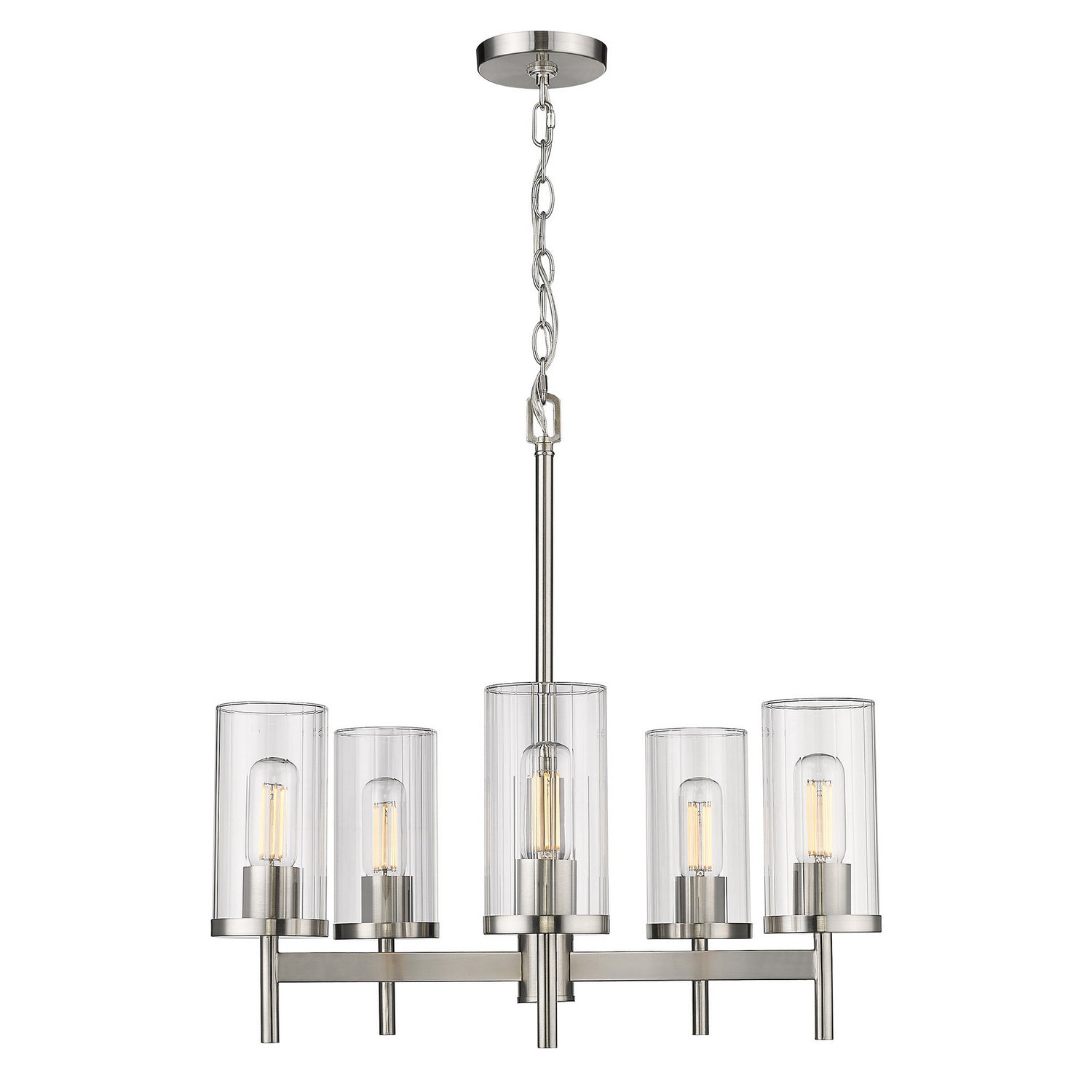 Golden - 7011-5 PW-CLR - Five Light Chandelier - Winslett PW - Pewter