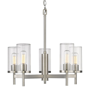 Golden - 7011-5 PW-CLR - Five Light Chandelier - Winslett PW - Pewter