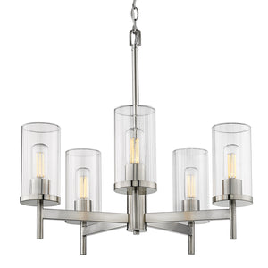 Golden - 7011-5 PW-CLR - Five Light Chandelier - Winslett PW - Pewter