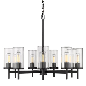 Golden - 7011-9 BLK-CLR - Nine Light Chandelier - Winslett BLK - Matte Black