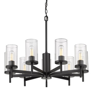 Golden - 7011-9 BLK-CLR - Nine Light Chandelier - Winslett BLK - Matte Black